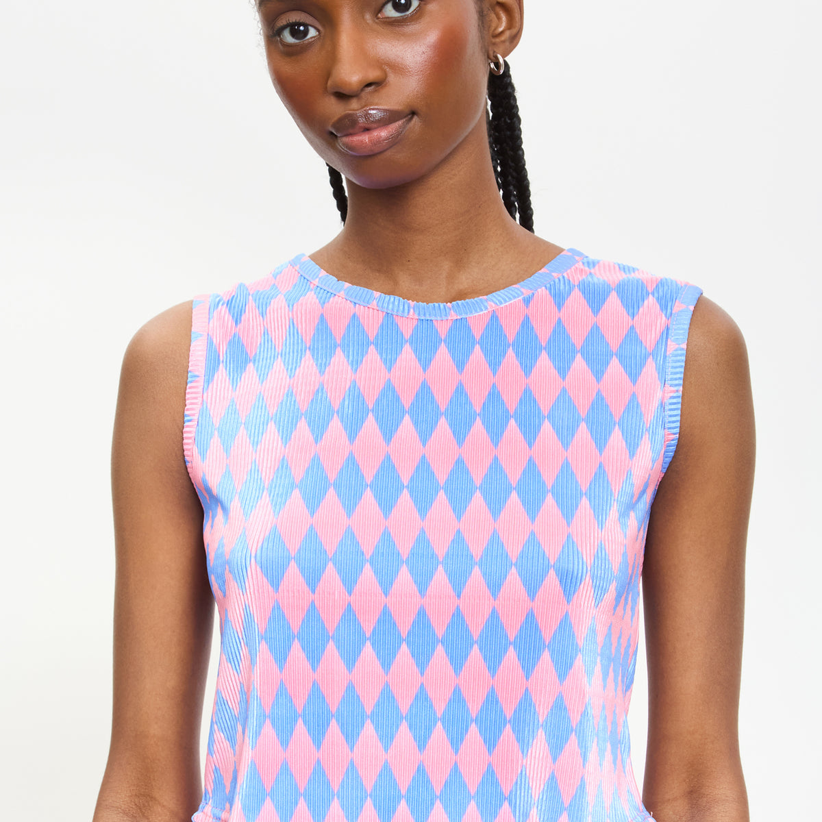 Pink and blue diamond print tank | Glassworks London