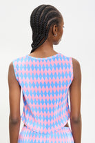 Pink and blue diamond print tank_2
