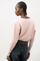 Pink and charcoal contrast trim cardigan_2