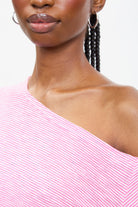 Pink and ivory striped off shoulder slouchy top_3