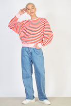 Pink and red horizontal stripe sweatshirt_5