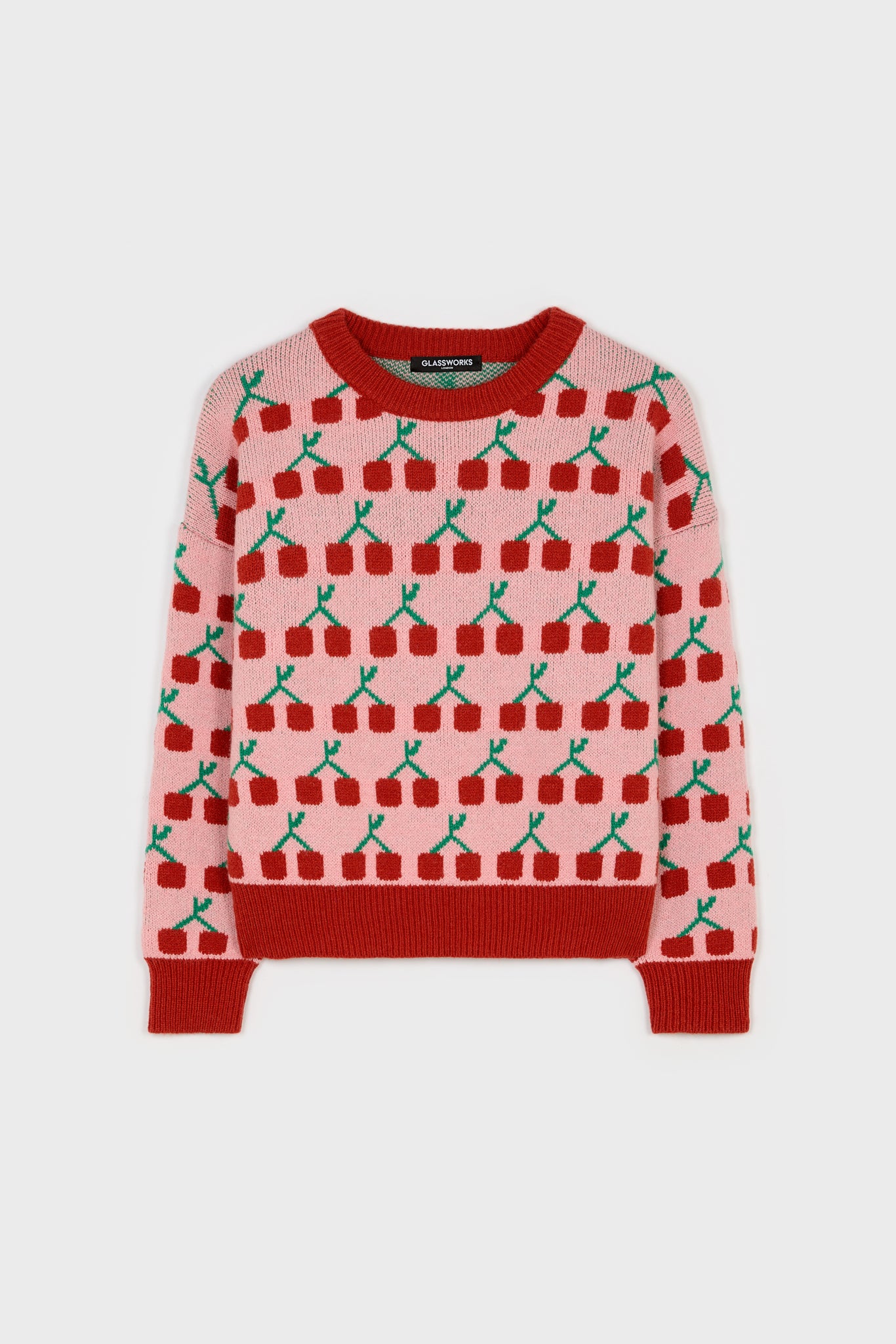 Pink and red intarsia cherries jumper_1