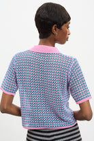 Pink and turquoise mix knit polo_2