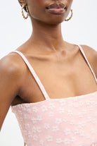 Pink and white raised flower tie back mini dress_4