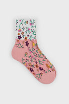 Pink floral colourblock socks_1