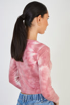 Pink tie dye ruched long sleeve top_2