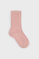 Pink wool blend cableknit socks_1