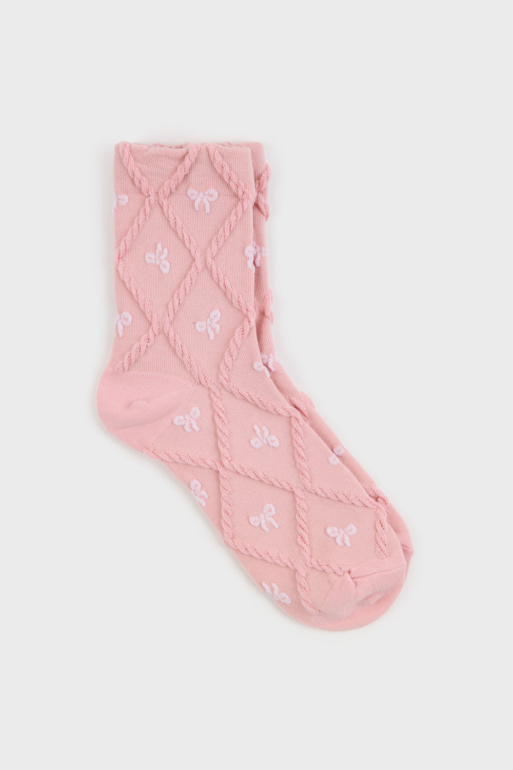 Tiny bow diamond texture socks - Set of 3