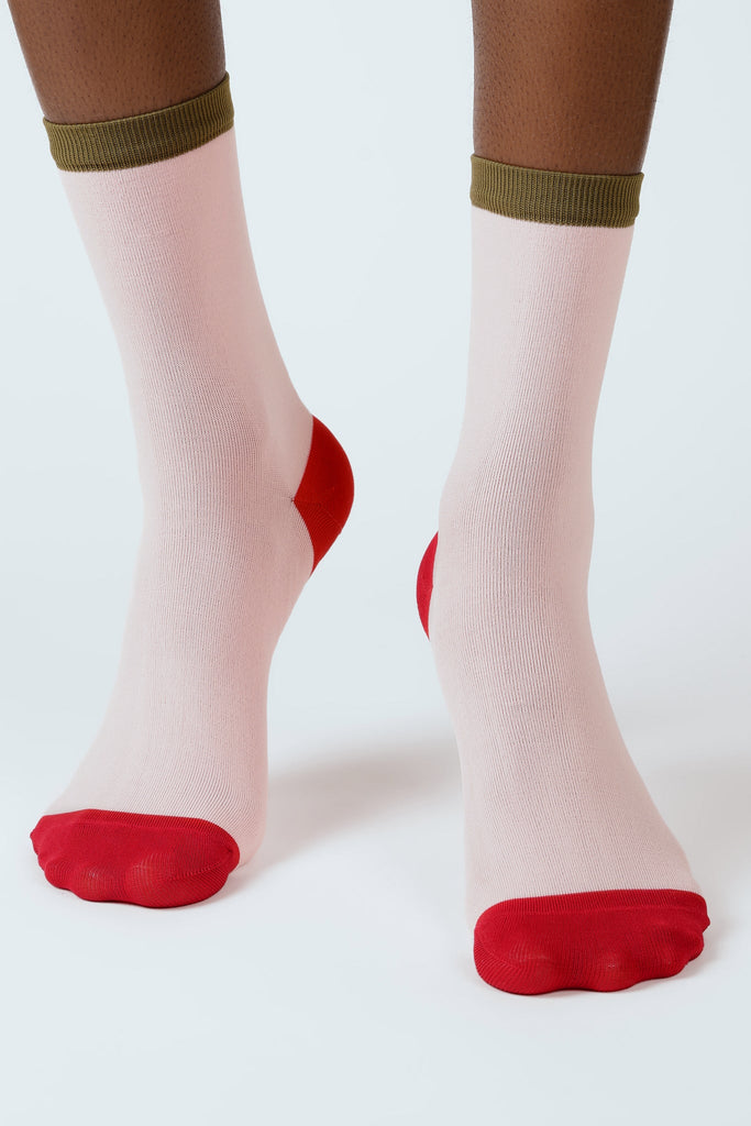 Pink and red colourblock socks_2