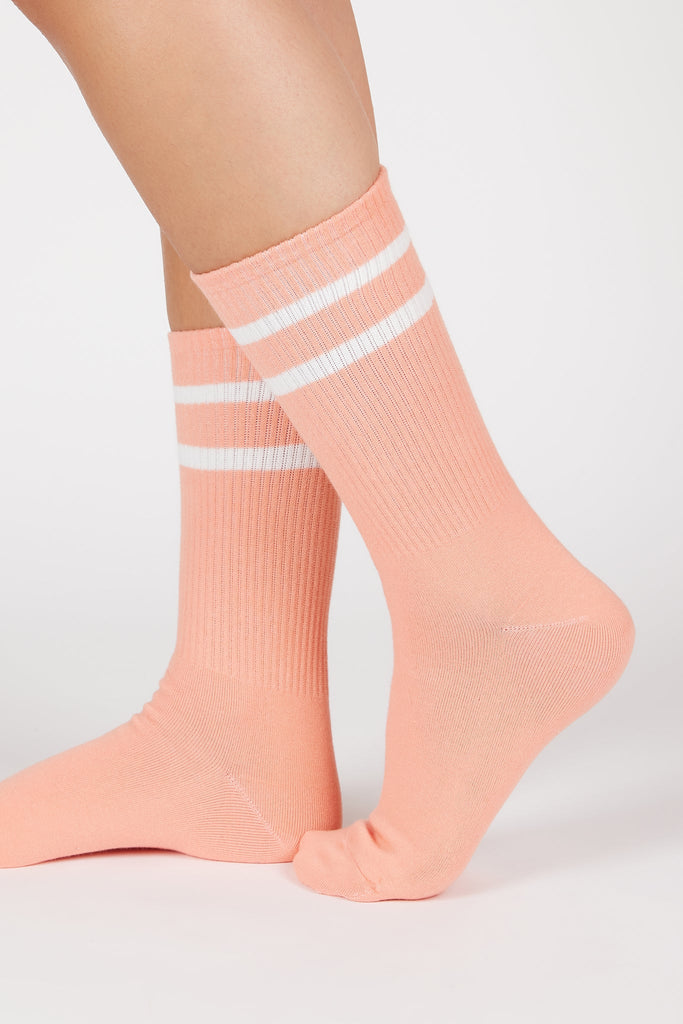 Pink double varsity stripe socks_1