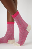 Pink glitter striped multicolour socks_3
