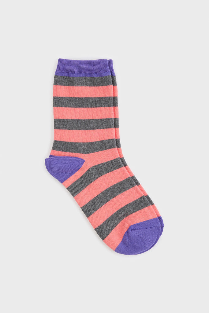 Pink grey and purple striped socks_2