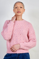 Pink rainbow fleck ribbed jumper_1
