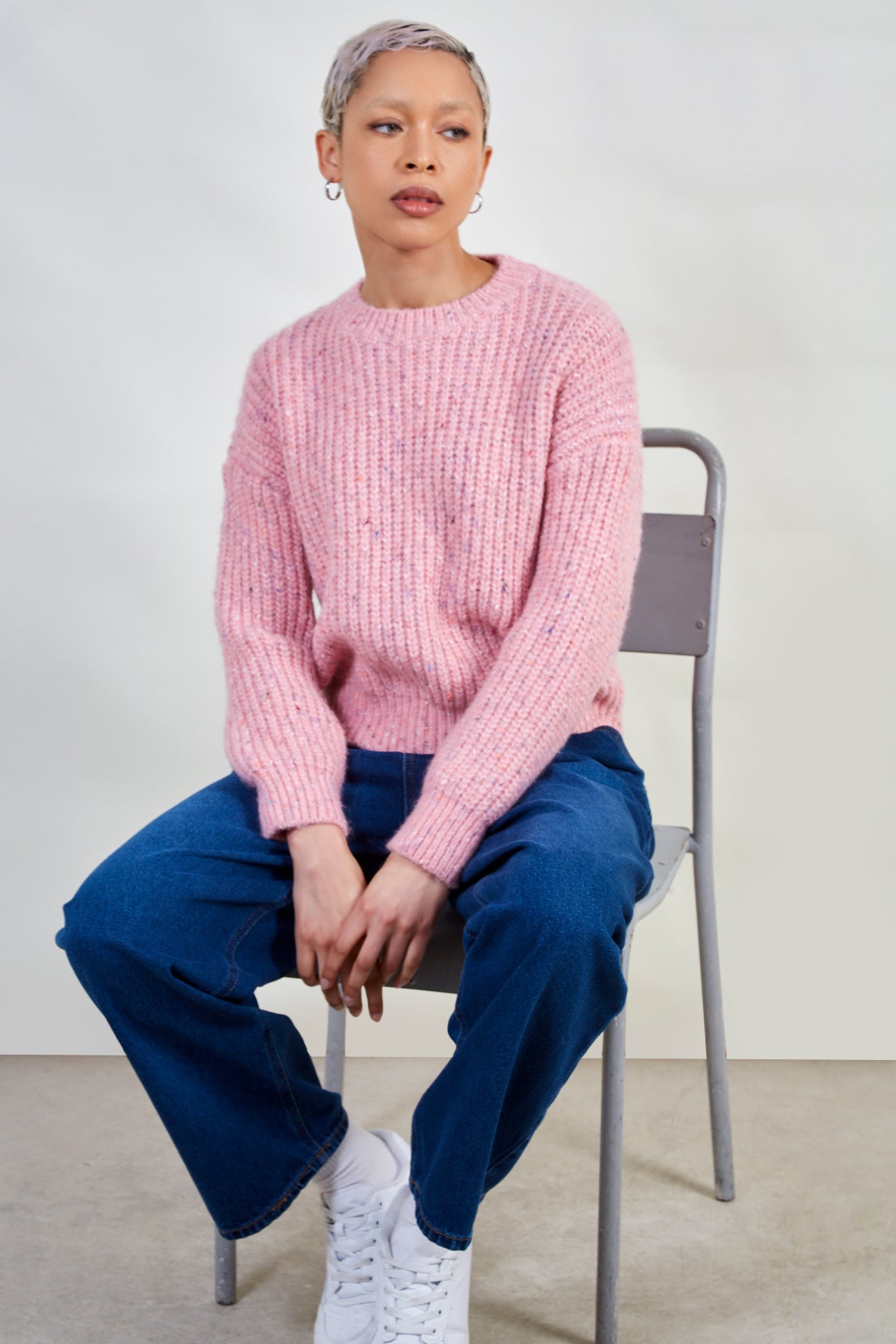 Pink rainbow fleck ribbed jumper_5