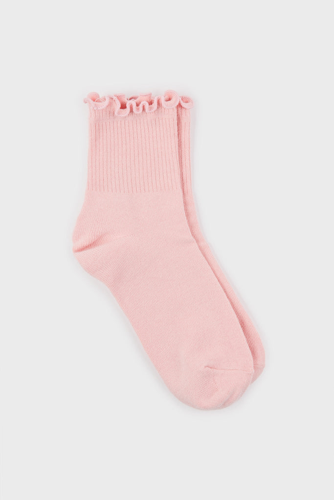 Pink ruffle trim socks_2