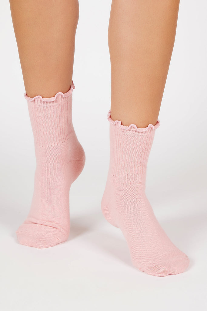Pink ruffle trim socks_3
