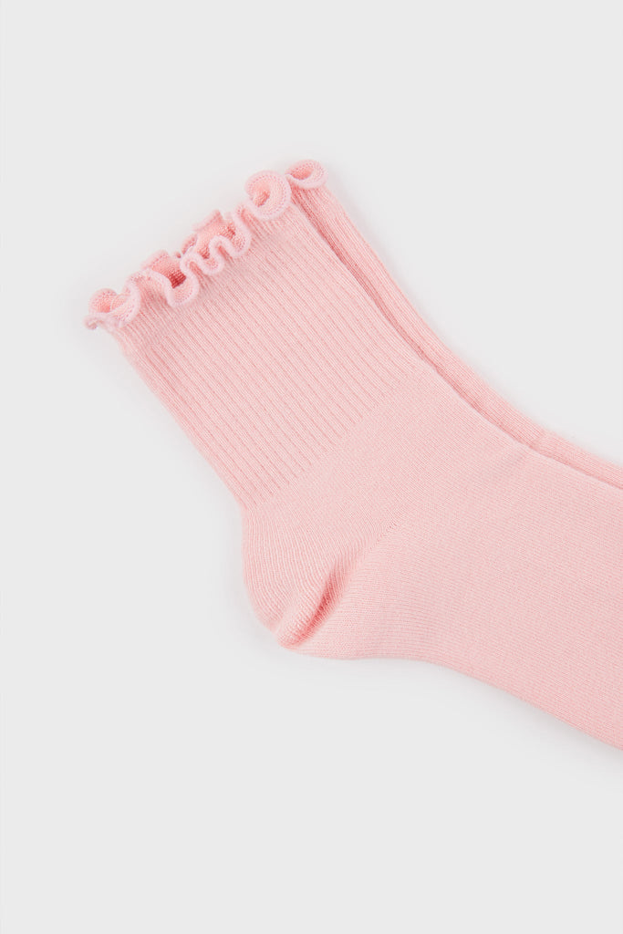 Pink ruffle trim socks_4