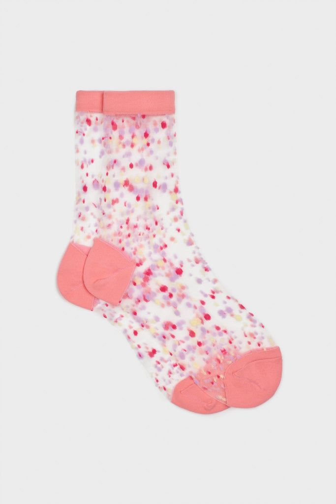 Pink sheer multicolour dot socks_3