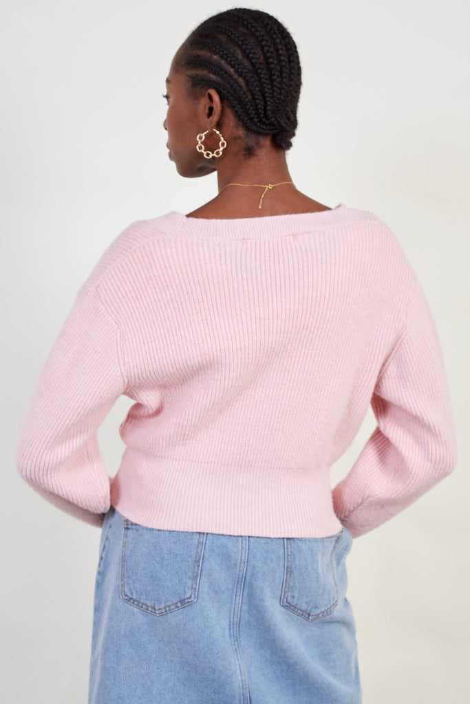 Pink side button cardigan_2