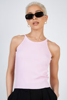 Pink slit sleeve knit top_3