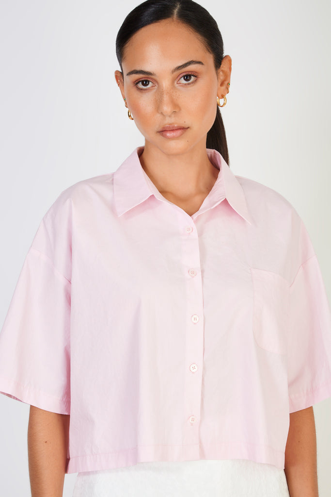 Purple pink short sleeved shirt_1