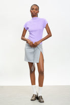 Purple pleat ribbed short sleeved top_4