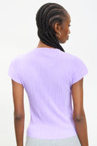 Purple pleat ribbed short sleeved top_2
