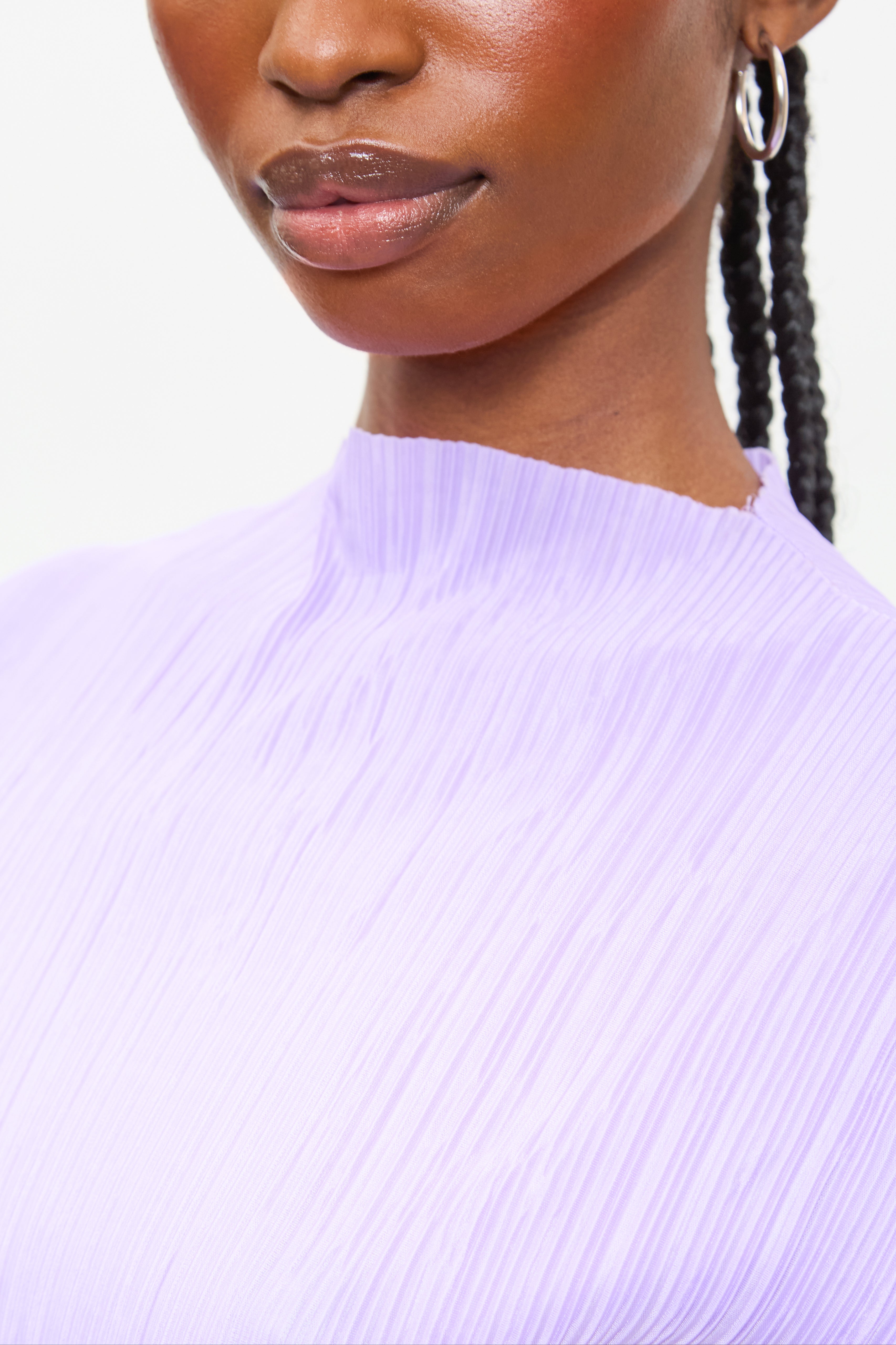 Purple pleat ribbed short sleeved top_3