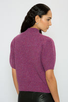 Purple wool blend puff sleeve knit top_2