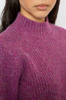 Purple wool blend puff sleeve knit top_3