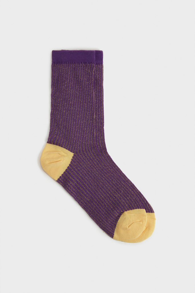 Purple glitter striped multicolour socks_1