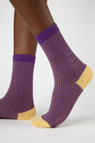 Purple glitter striped multicolour socks_3