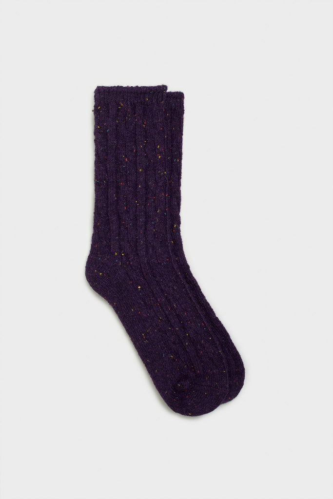 Purple rainbow fleck thick socks_1