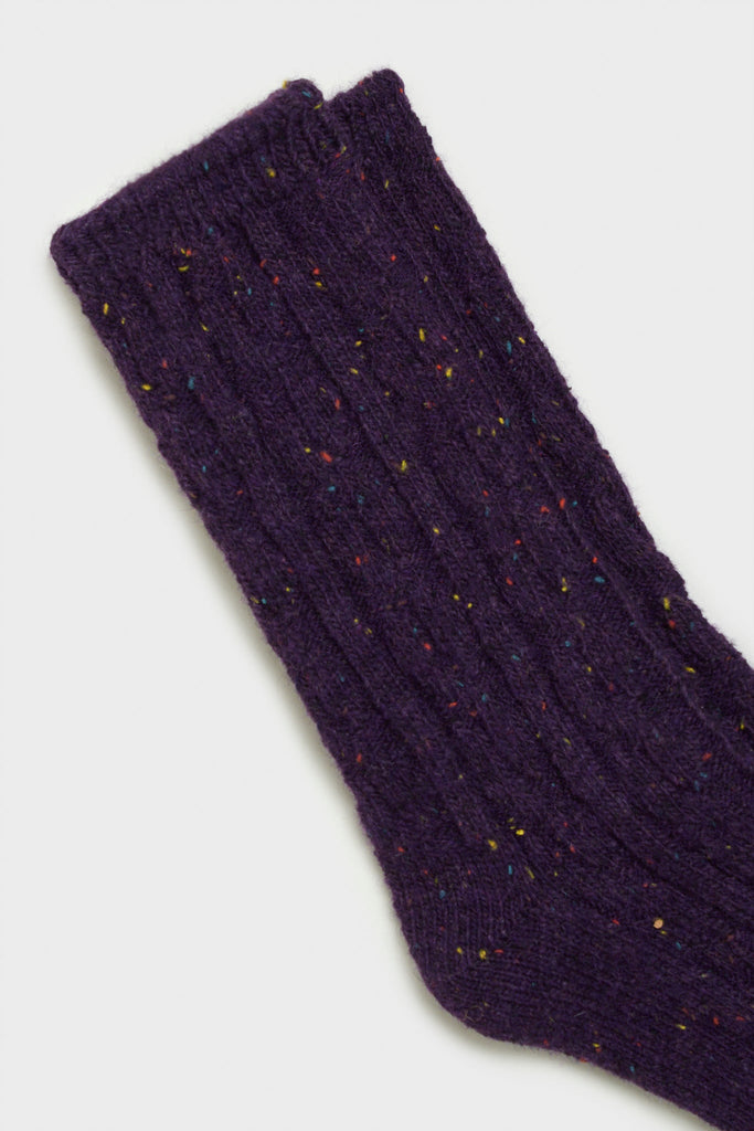 Purple rainbow fleck thick socks_2