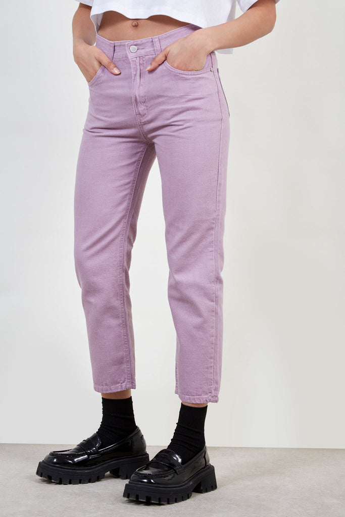 Pale purple recycled cotton blend jeans_1