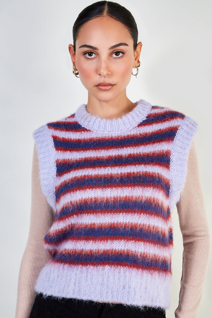 Purple striped wool blend sweater vest_1