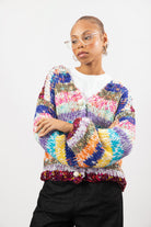 Rainbow striped wool blend pearl button cardigan_1