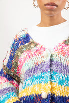 Rainbow striped wool blend pearl button cardigan_3
