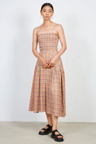 Rainbow check tiered midi dress_1