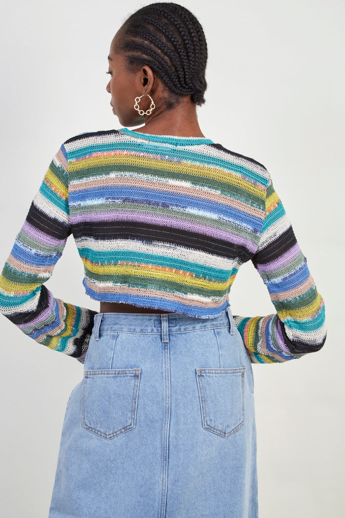 Rainbow striped cropped top_2