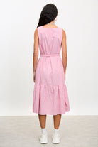 Red and ivory striped square neck dress_2