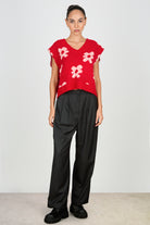 Red and pink graphic floral wool alpaca blend sweater vest_4