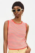 Red and white striped knit vest_1