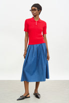 Red ribbed knit short sleeved polo_4