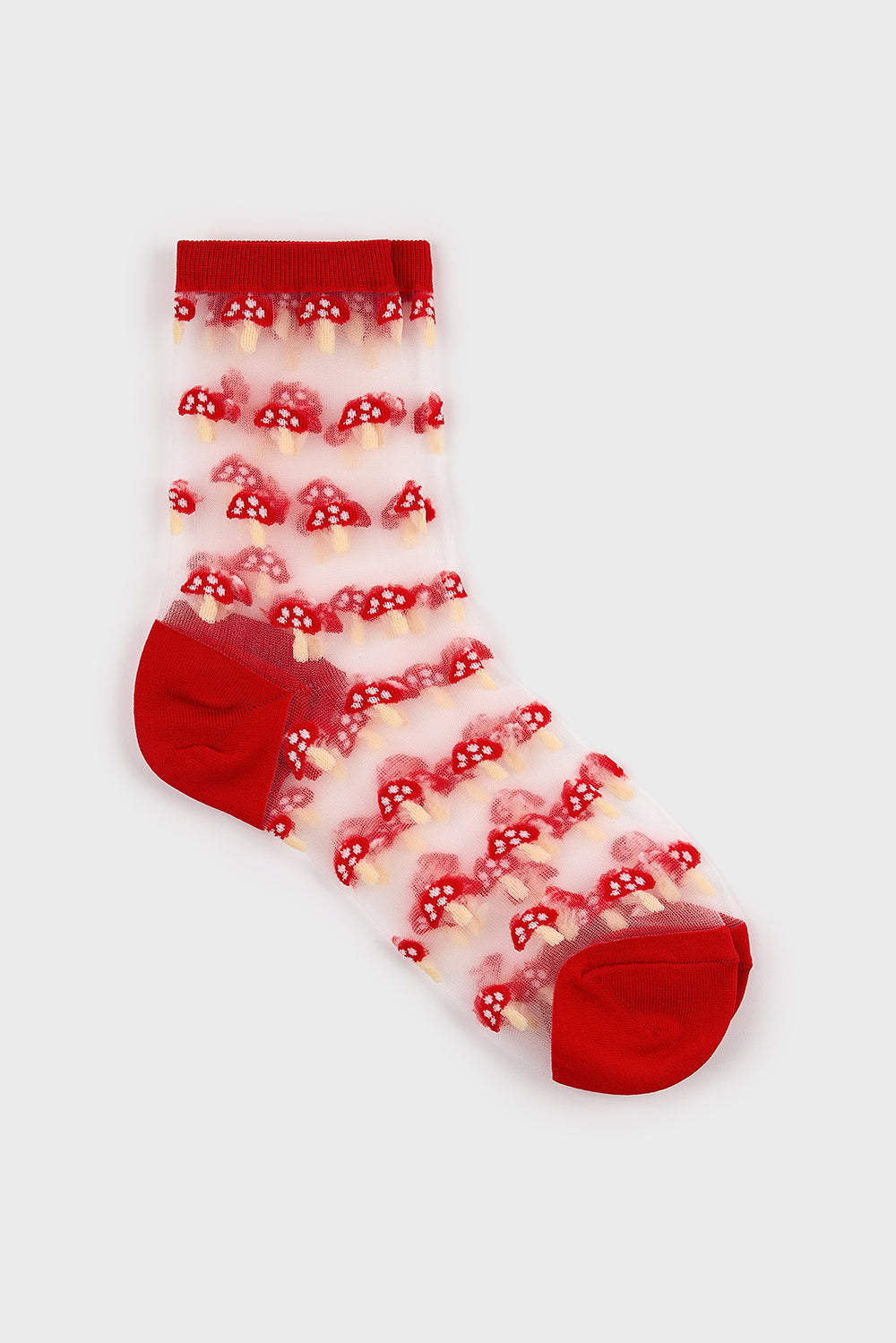 Red sheer mushroom socks_2