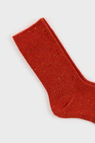 Red thin ribbed rainbow fleck socks_2