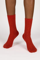 Red thin ribbed rainbow fleck socks_4