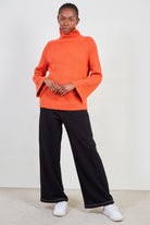 Red orange shaped thick rib turtleneck jumper_3