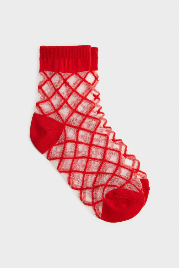Red sheer criss cross socks_2