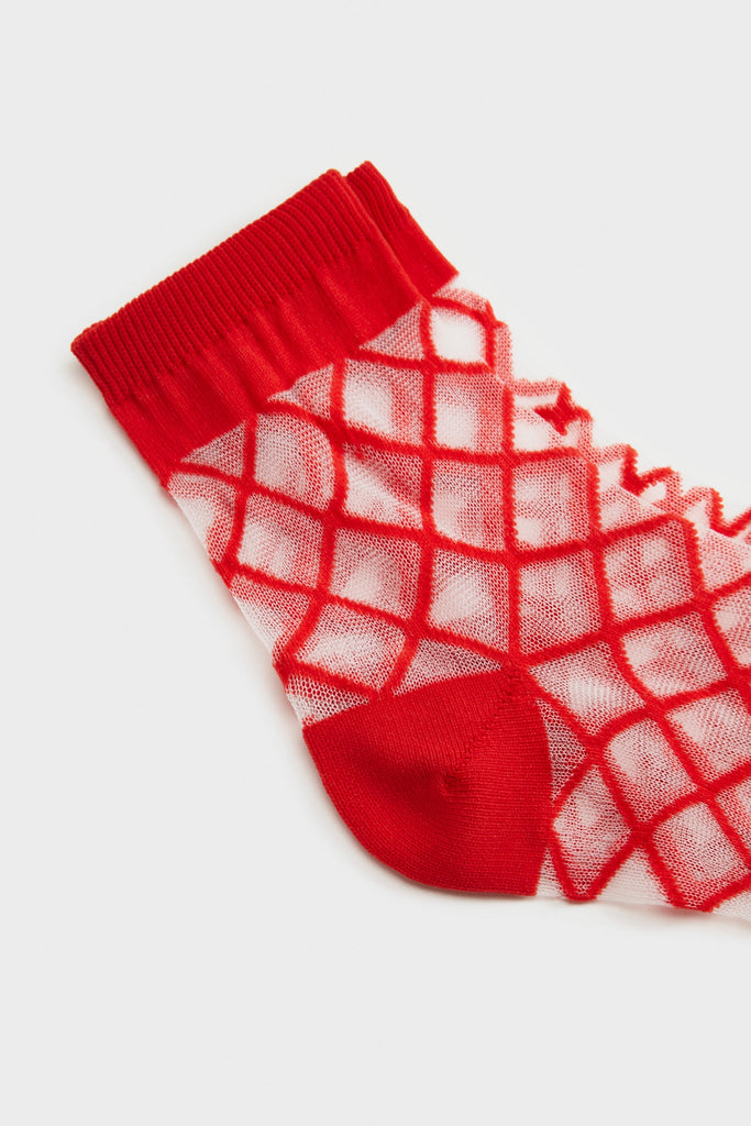 Red sheer criss cross socks_3